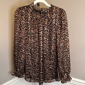 Anne Klein leopard print ruffle blouse size 1X